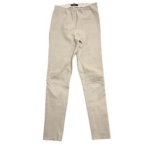 Uterque Women's Pants Trousers Ivory/Cream Sheep Leather Size Large/30 FLAWS